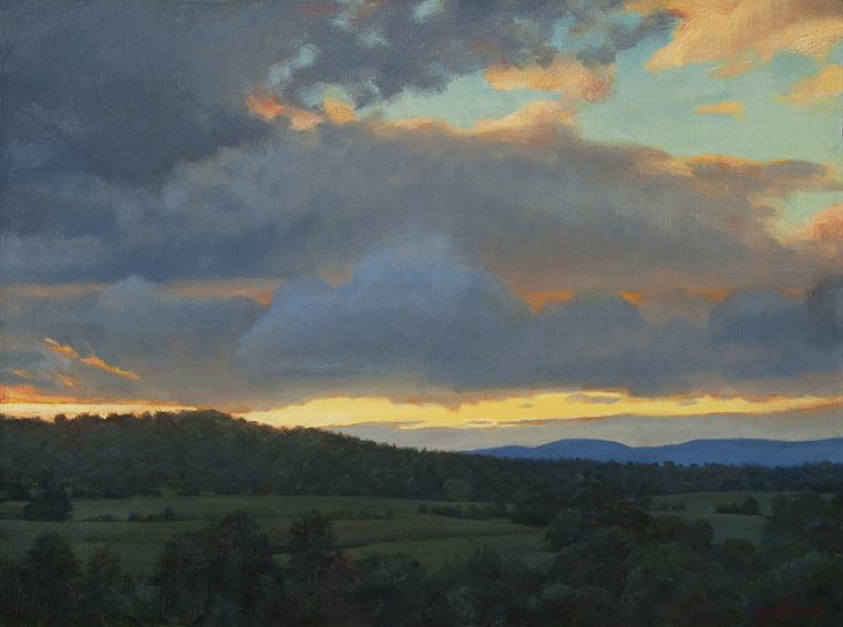 virginia-sky, Virginia landscape painting, oil painting, landscape painting, dramatic sky painting, Virginia Piedmont