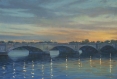 memorial bridge dusk, landscape painting, cityscape, bridge painting, Washington DC memorial, Arlington Cemetery, Washington DC bridge