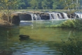 near sandstone falls, landscape painting, oil painting, West Virginia landscape, waterfall