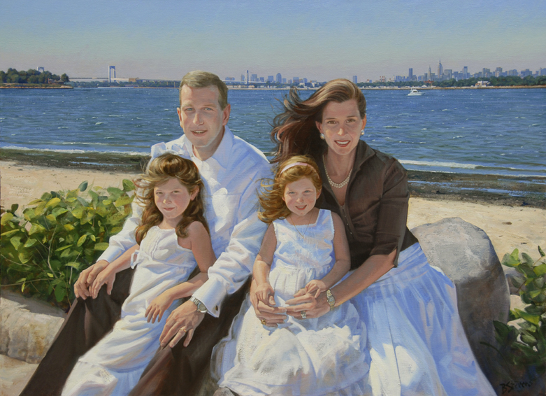 family portrait, children's portrait, oil portrait, environmental portrait, informal portrait, outdoor portrait, sands point, new york