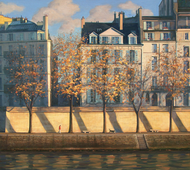 parisian-rhythms, oil painting, Paris cityscape, Paris cityscape painting, Ile St Louis Paris painting, Seine River painting