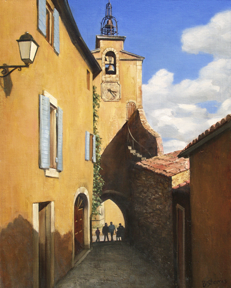 a lombre du clocher, cityscapes painting, oil painting