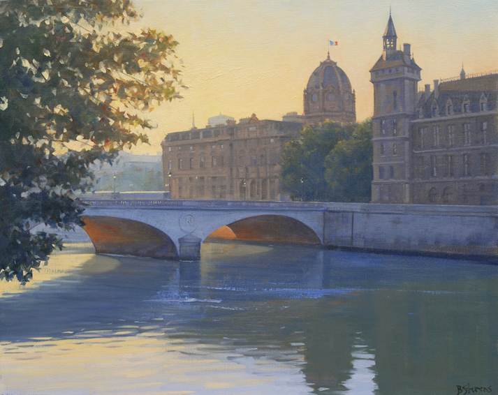 morning pont au change, cityscapes painting, oil painting