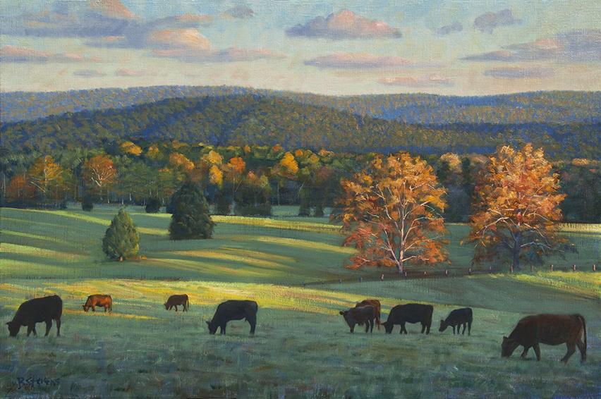 autumn-grazing, landscape painting, oil painting, Virginia landscape