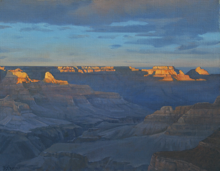 canyon-spotlight, landscape painting, oil painting, painting of the Grand Canyon at sunset