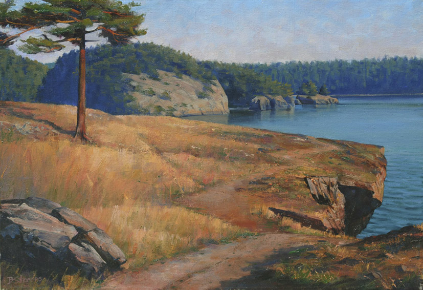 lone-tree-rosario-head, landscape painting, oil painting, Pacific Northwest landscape painting, Rosario Head,  Whidbey Island, Deception Pass,  San Juan Islands, overlook of Deception Pass at Rosario Head