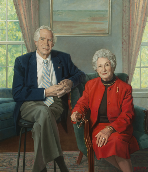 Dr. and Mrs Donald Lindberg, director, National Library of Medicine, oil portrait, NIH portrait, National Library of Medicine portrait