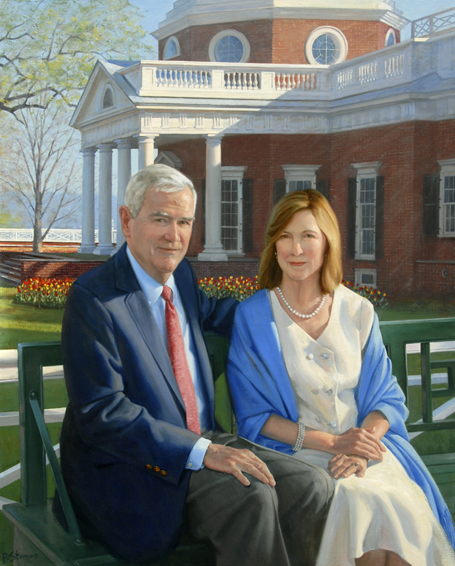 dan and lou jordan, president, Thomas Jefferson Foundation, Monticello, oil portrait, philanthropist portrait