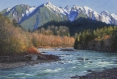 following the skykomish, landscape painting, oil painting, Skykomish River, Pacific Northwest landscape, Mt. Index