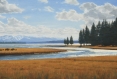 indian summer at yellowstone, yellowstone, landscape painting, oil painting, Yellowstone Lake