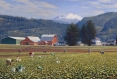 migrant workers, skagit valley, landscape painting, oil painting