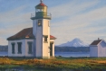vashon light, landscape painting, oil painting, lighthouse painting, Pacific Northwest landscape, Maury Island lighthouse, Vashon Island landscape painting, Mt. Rainier